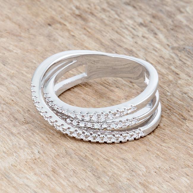 Playful Edge Contemporary Edit Laurie 0.2ct CZ Rhodium Contemporary Trio Band Ring - Friggin Jewelry Fashion
