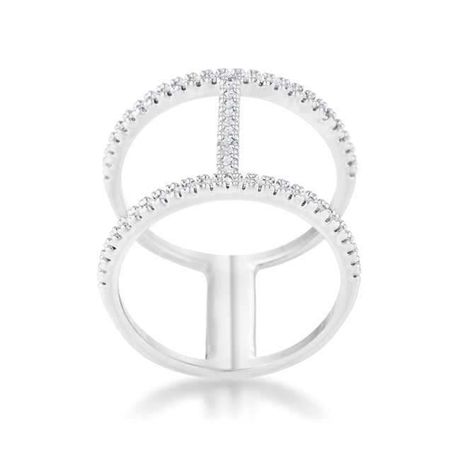 Polished Play Signature Line Christina 0.3ct CZ Rhodium Open Contemporary Wide Ring - Friggin Jewelry Fashion