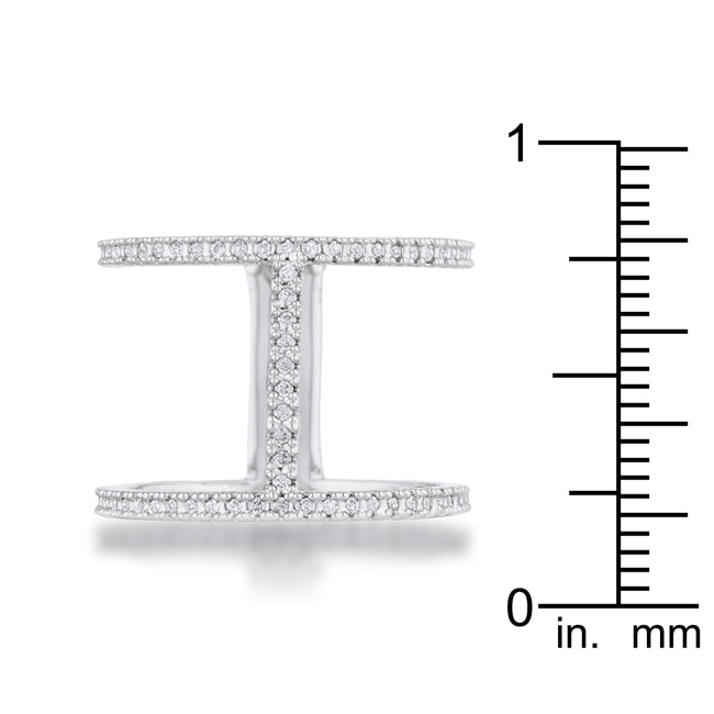 Polished Play Signature Line Christina 0.3ct CZ Rhodium Open Contemporary Wide Ring - Friggin Jewelry Fashion