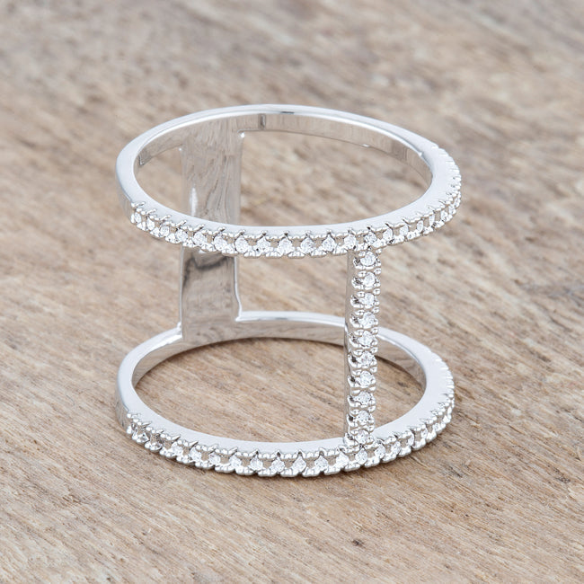 Polished Play Signature Line Christina 0.3ct CZ Rhodium Open Contemporary Wide Ring - Friggin Jewelry Fashion