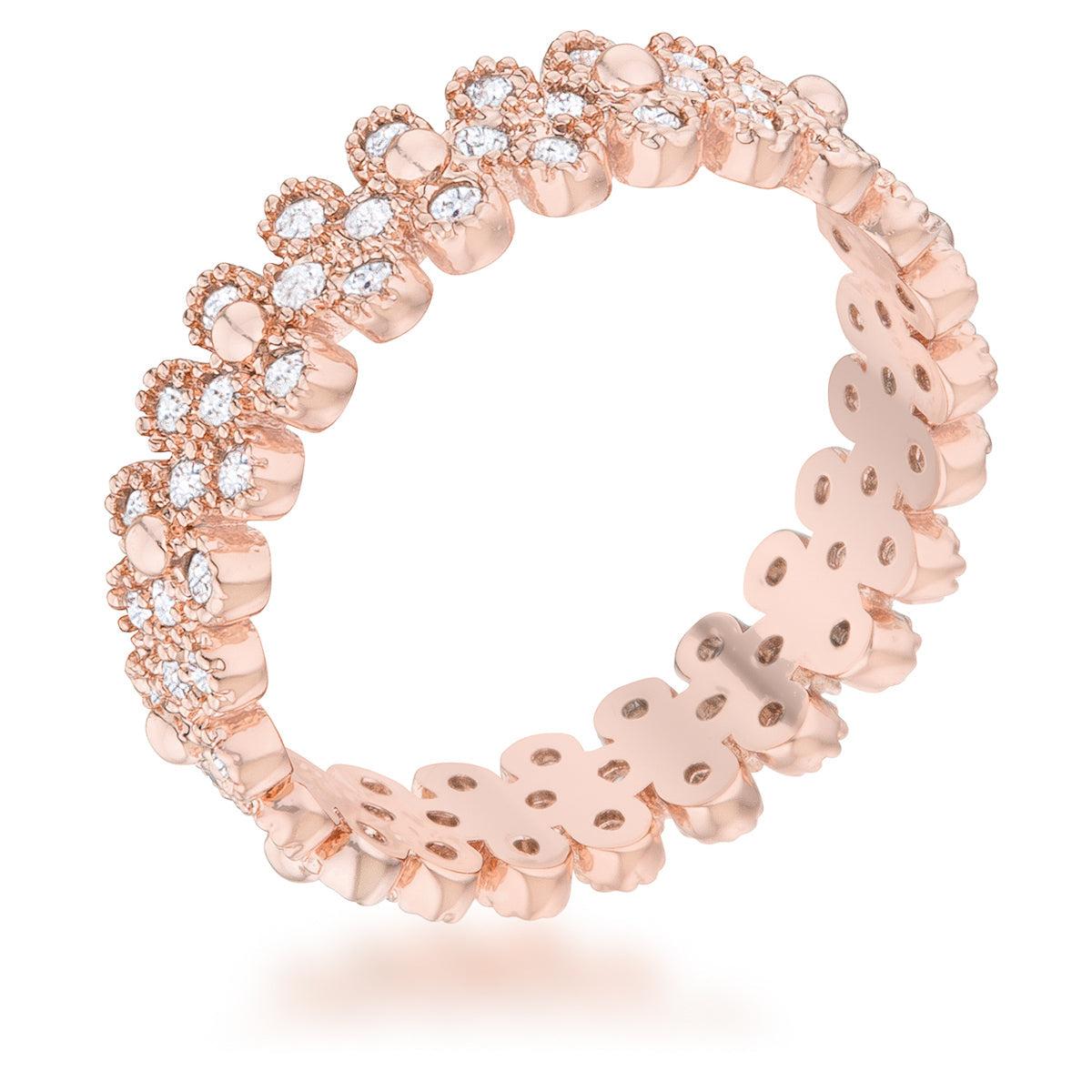 Cheeky Chic Refined Line Clara 1ct CZ Rose Gold Textured Bezel Set Eternity Ring - Friggin Jewelry Fashion