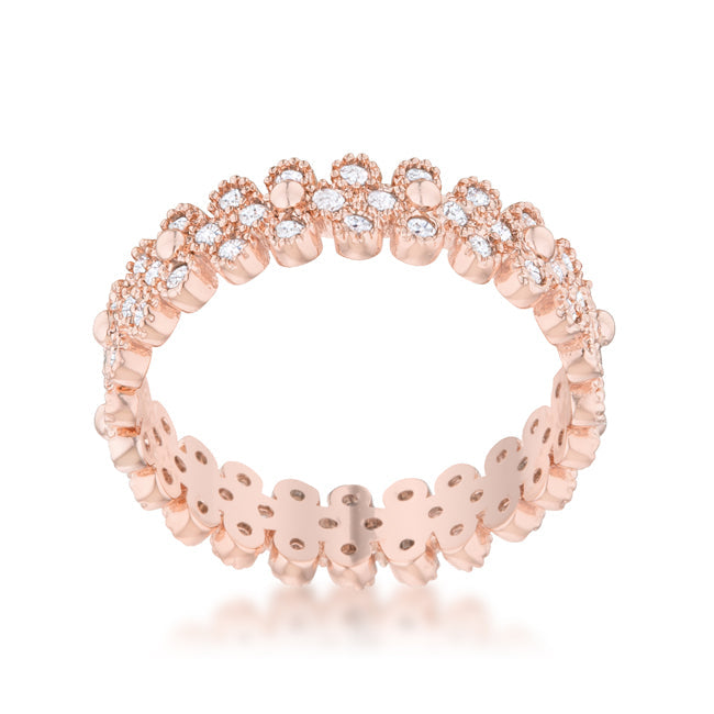 Cheeky Chic Refined Line Clara 1ct CZ Rose Gold Textured Bezel Set Eternity Ring - Friggin Jewelry Fashion