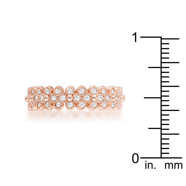 Cheeky Chic Refined Line Clara 1ct CZ Rose Gold Textured Bezel Set Eternity Ring - Friggin Jewelry Fashion