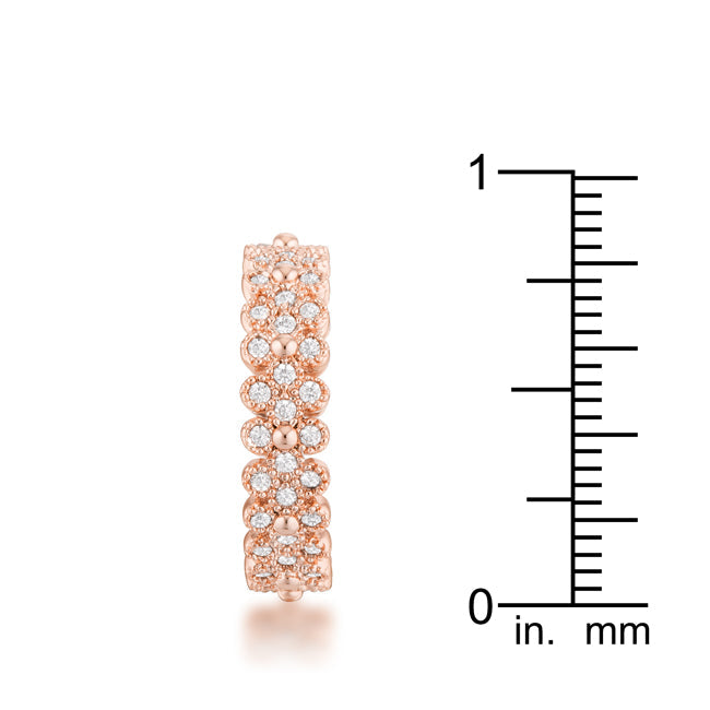 Cheeky Chic Refined Line Clara 1ct CZ Rose Gold Textured Bezel Set Eternity Ring - Friggin Jewelry Fashion