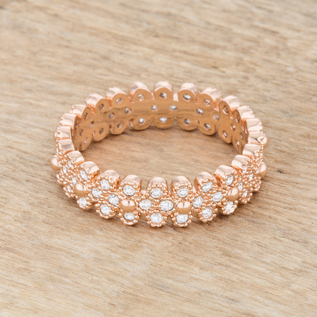 Cheeky Chic Refined Line Clara 1ct CZ Rose Gold Textured Bezel Set Eternity Ring - Friggin Jewelry Fashion