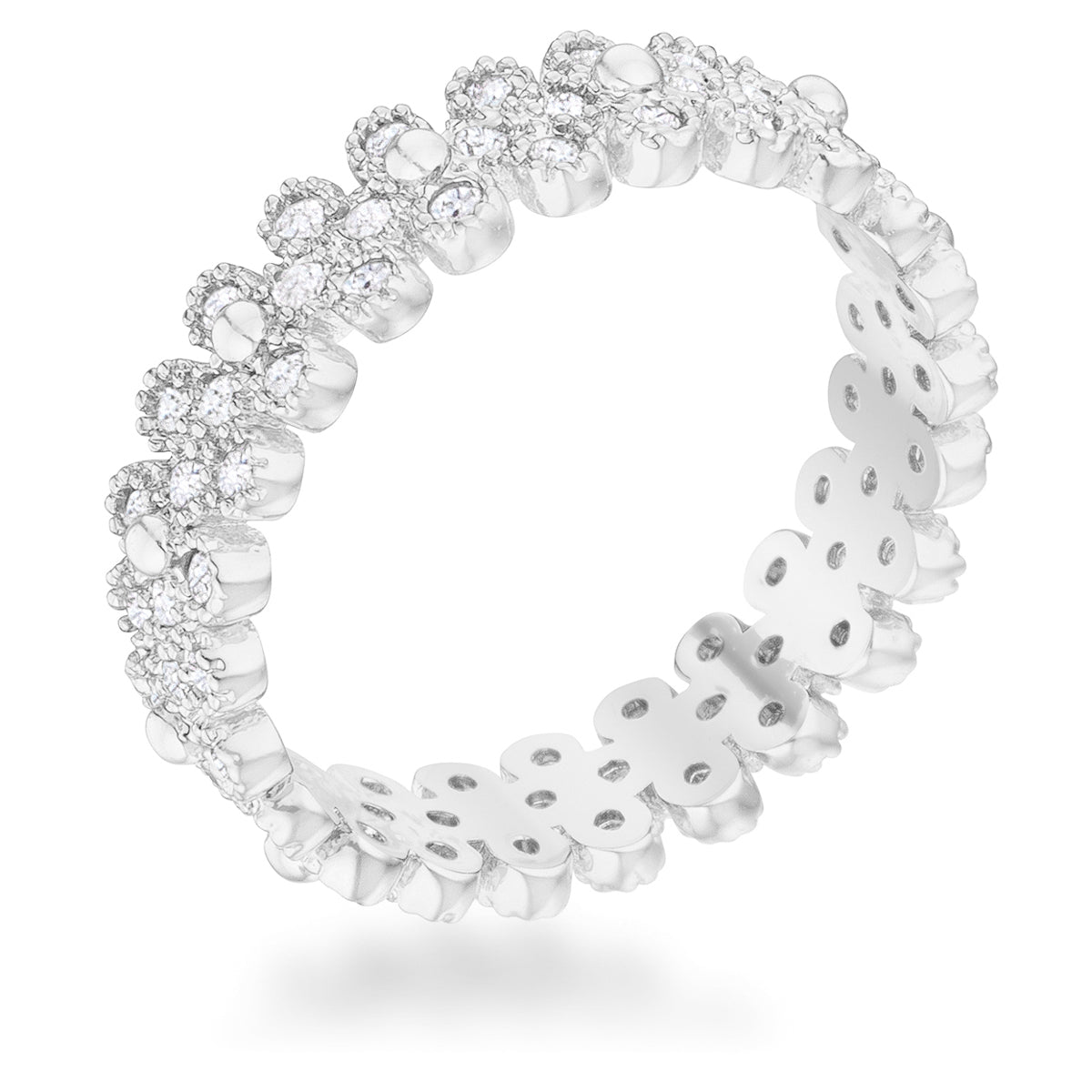 Everyday Whisper Icon Edit Clara 1ct CZ Rhodium Textured Bezel Set Eternity Ring - Friggin Jewelry Fashion