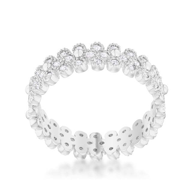 Everyday Whisper Icon Edit Clara 1ct CZ Rhodium Textured Bezel Set Eternity Ring - Friggin Jewelry Fashion