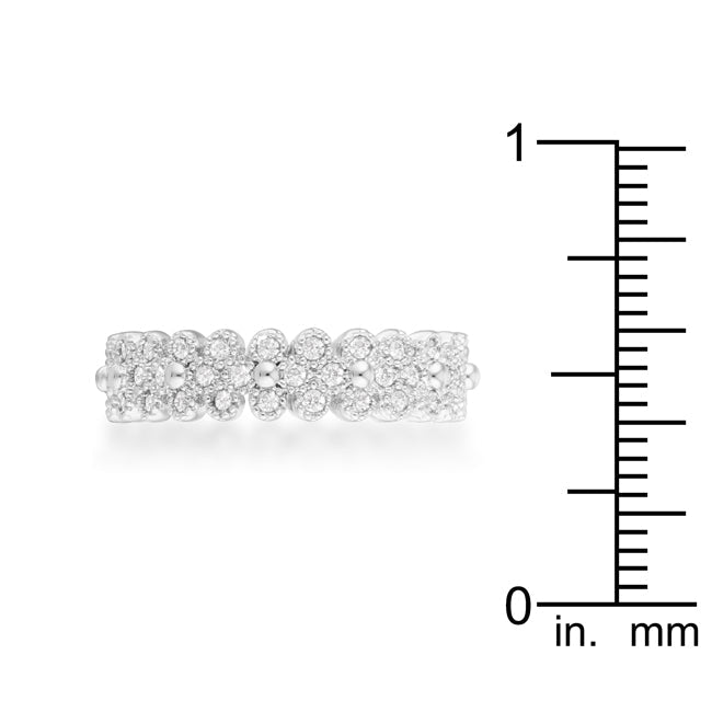 Everyday Whisper Icon Edit Clara 1ct CZ Rhodium Textured Bezel Set Eternity Ring - Friggin Jewelry Fashion