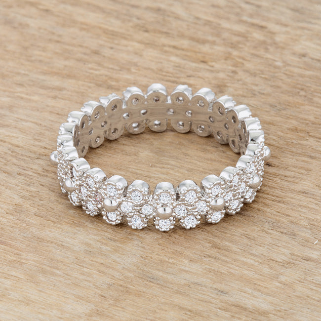 Everyday Whisper Icon Edit Clara 1ct CZ Rhodium Textured Bezel Set Eternity Ring - Friggin Jewelry Fashion