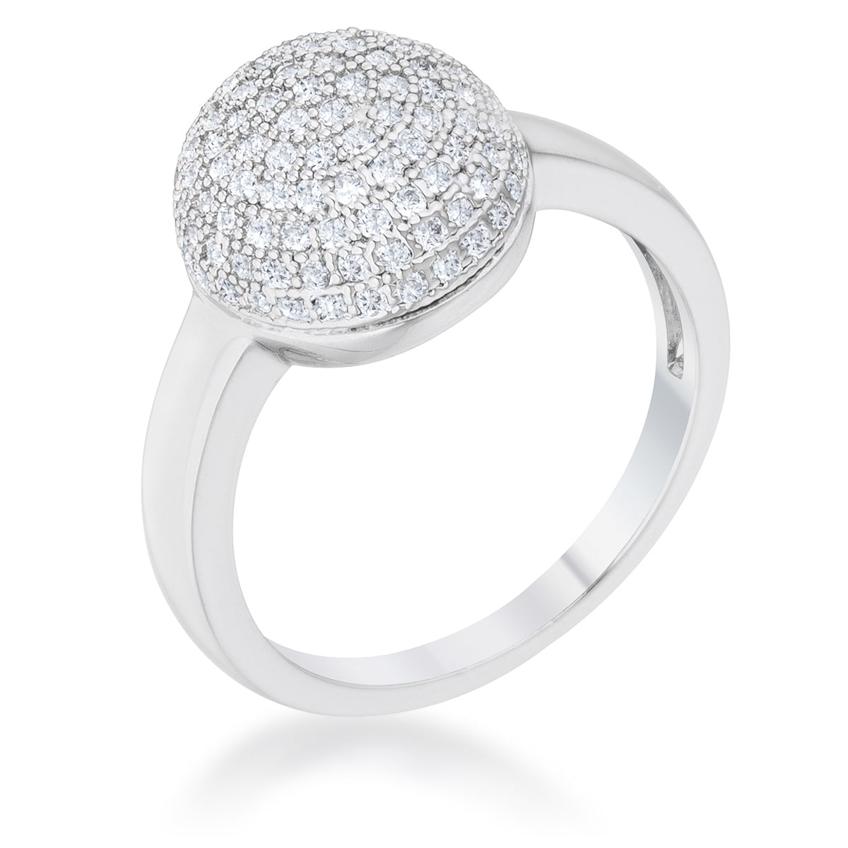 Whisper Detail Classic Edit Brie 0.6ct CZ Rhodium Contemporary Sphere Ring - Friggin Jewelry Fashion