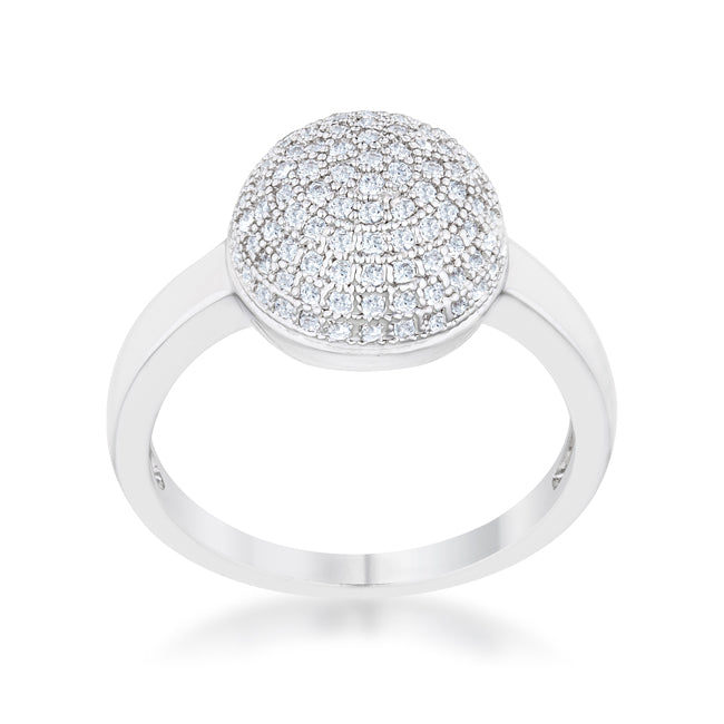 Whisper Detail Classic Edit Brie 0.6ct CZ Rhodium Contemporary Sphere Ring - Friggin Jewelry Fashion