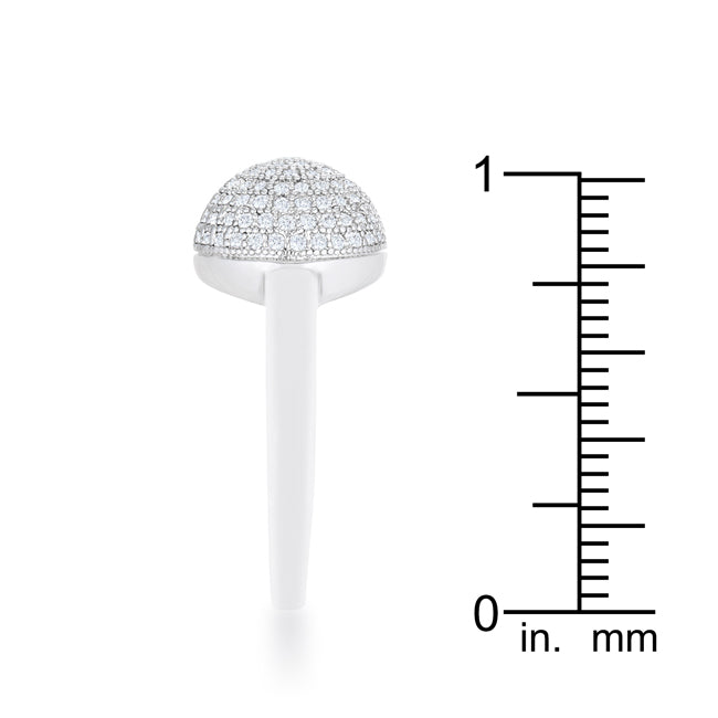 Whisper Detail Classic Edit Brie 0.6ct CZ Rhodium Contemporary Sphere Ring - Friggin Jewelry Fashion