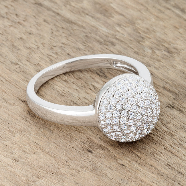 Whisper Detail Classic Edit Brie 0.6ct CZ Rhodium Contemporary Sphere Ring - Friggin Jewelry Fashion