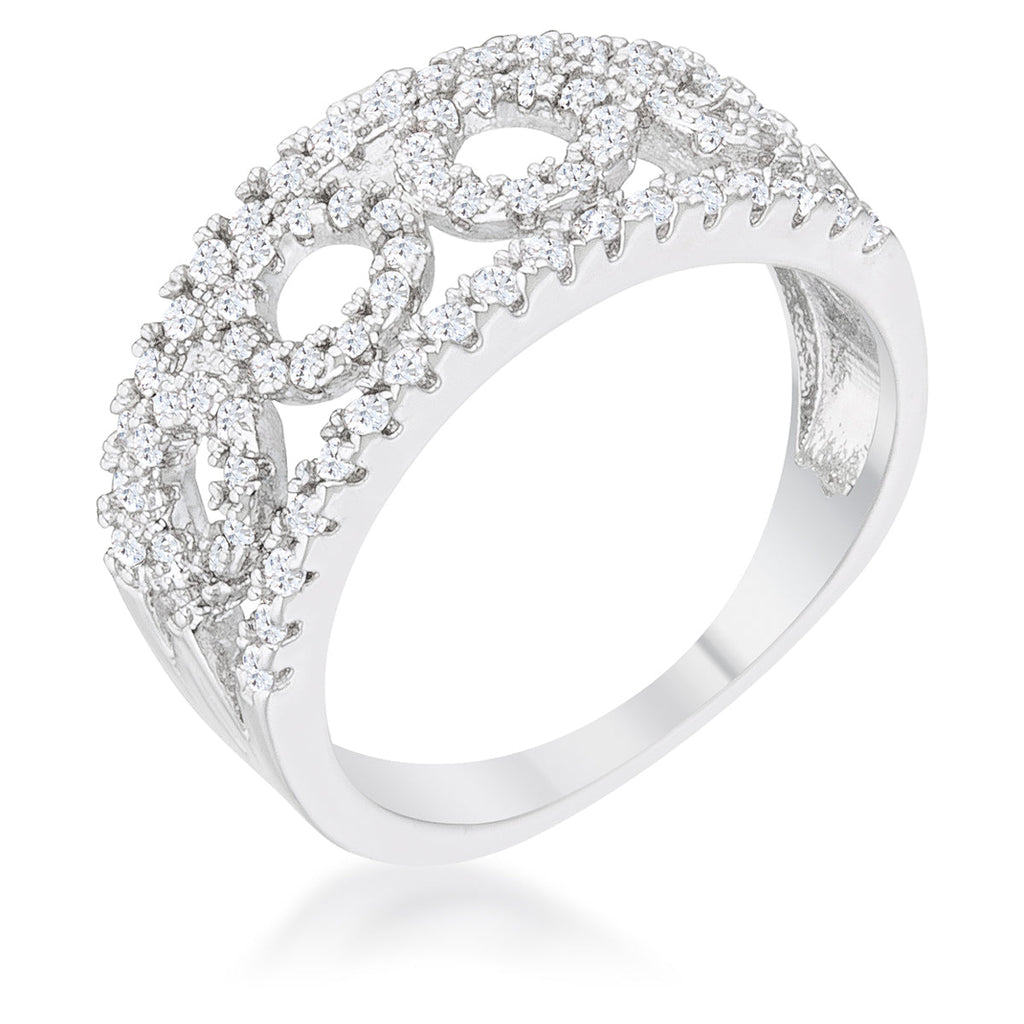 Tempting Edge Couture Line Rina 0.5ct CZ Rhodium Contemporary Band Ring - Friggin Jewelry Fashion