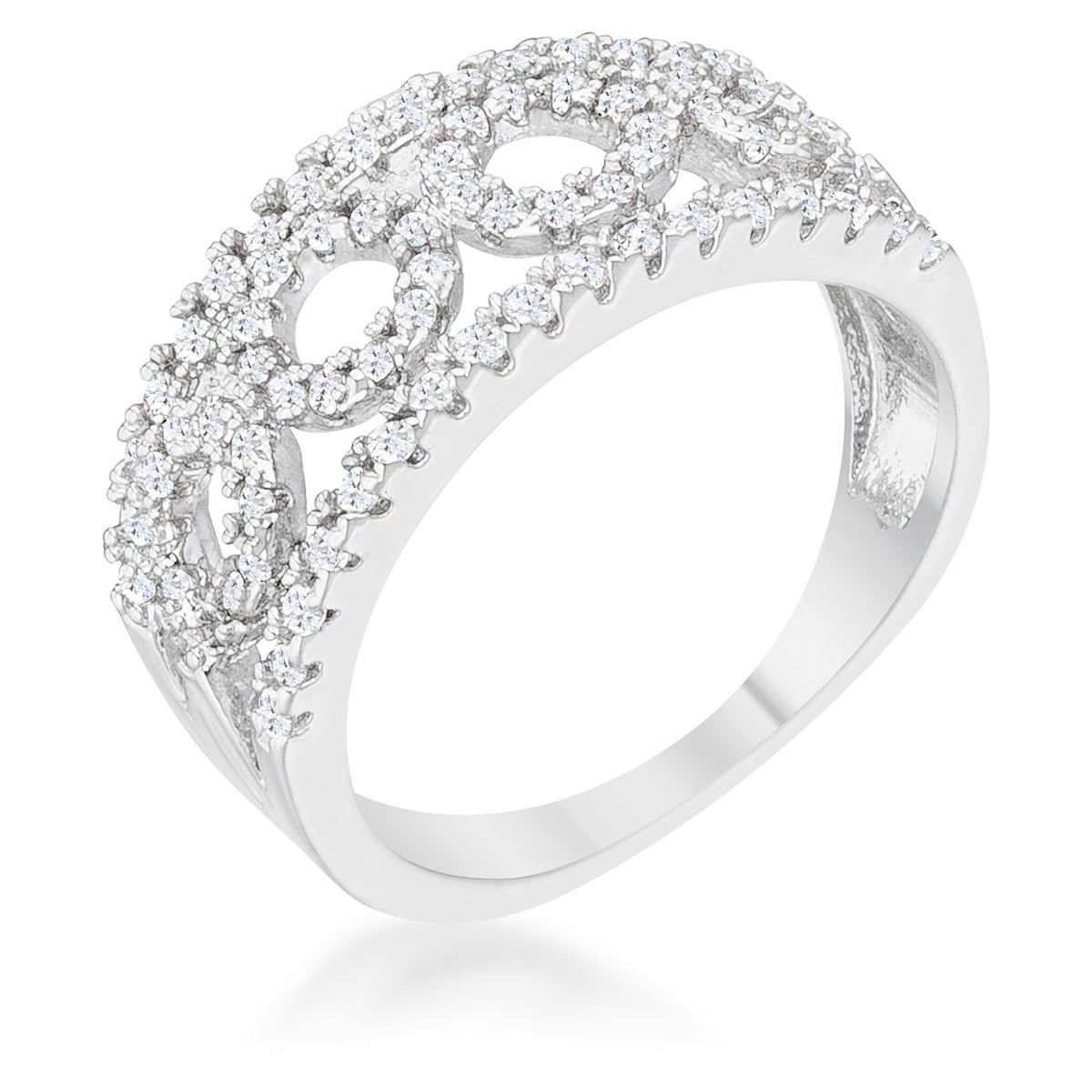 Tempting Edge Couture Line Rina 0.5ct CZ Rhodium Contemporary Band Ring - Friggin Jewelry Fashion