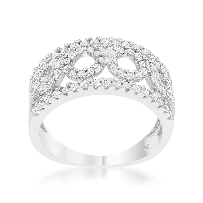 Tempting Edge Couture Line Rina 0.5ct CZ Rhodium Contemporary Band Ring - Friggin Jewelry Fashion