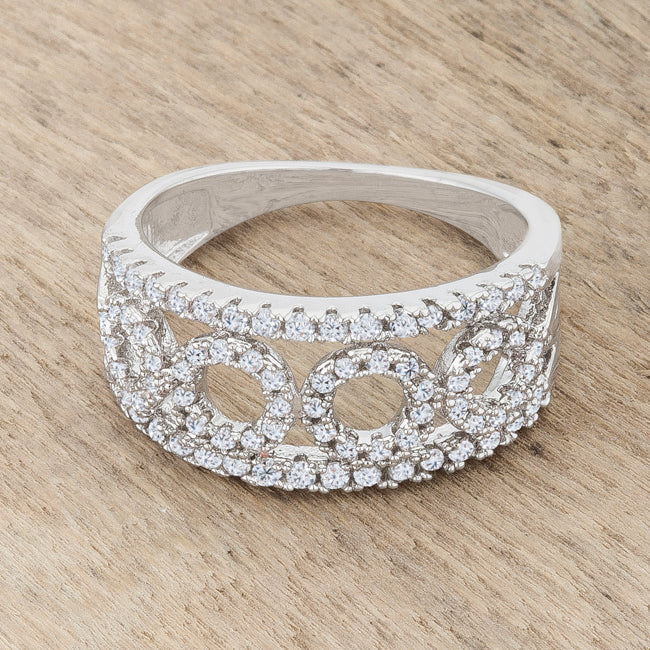 Tempting Edge Couture Line Rina 0.5ct CZ Rhodium Contemporary Band Ring - Friggin Jewelry Fashion
