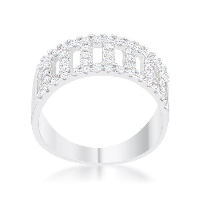 Sultry Edge Classic Muse Rey 0.5ct CZ Rhodium Contemporary Band Ring - Friggin Jewelry Fashion