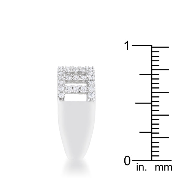 Sultry Edge Classic Muse Rey 0.5ct CZ Rhodium Contemporary Band Ring - Friggin Jewelry Fashion
