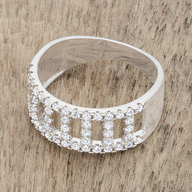 Sultry Edge Classic Muse Rey 0.5ct CZ Rhodium Contemporary Band Ring - Friggin Jewelry Fashion
