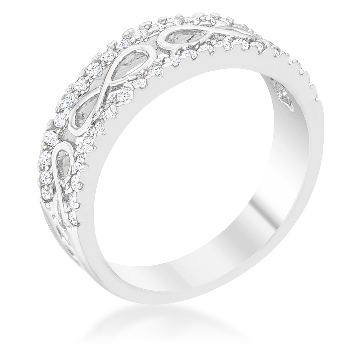 Captivating Edge Modern Icon Rema 0.4ct CZ Rhodium Contemporary Infinity Band Ring - Friggin Jewelry Fashion