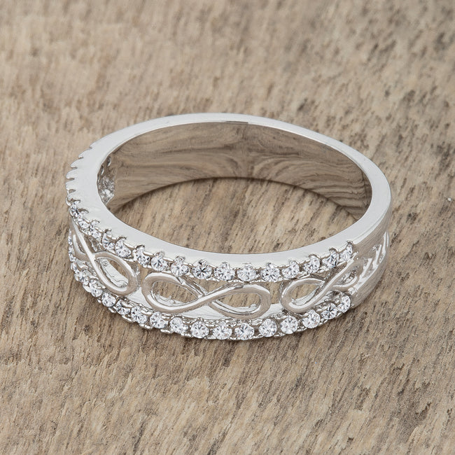 Captivating Edge Modern Icon Rema 0.4ct CZ Rhodium Contemporary Infinity Band Ring - Friggin Jewelry Fashion