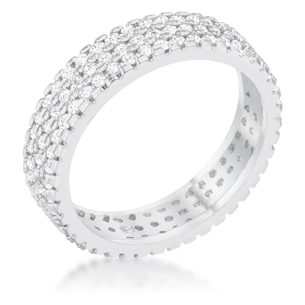 Lustre Detail Studio Line Chare 1.3ct CZ Rhodium Classic Band Ring - Friggin Jewelry Fashion