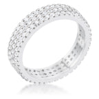 Lustre Detail Studio Line Chare 1.3ct CZ Rhodium Classic Band Ring - Friggin Jewelry Fashion