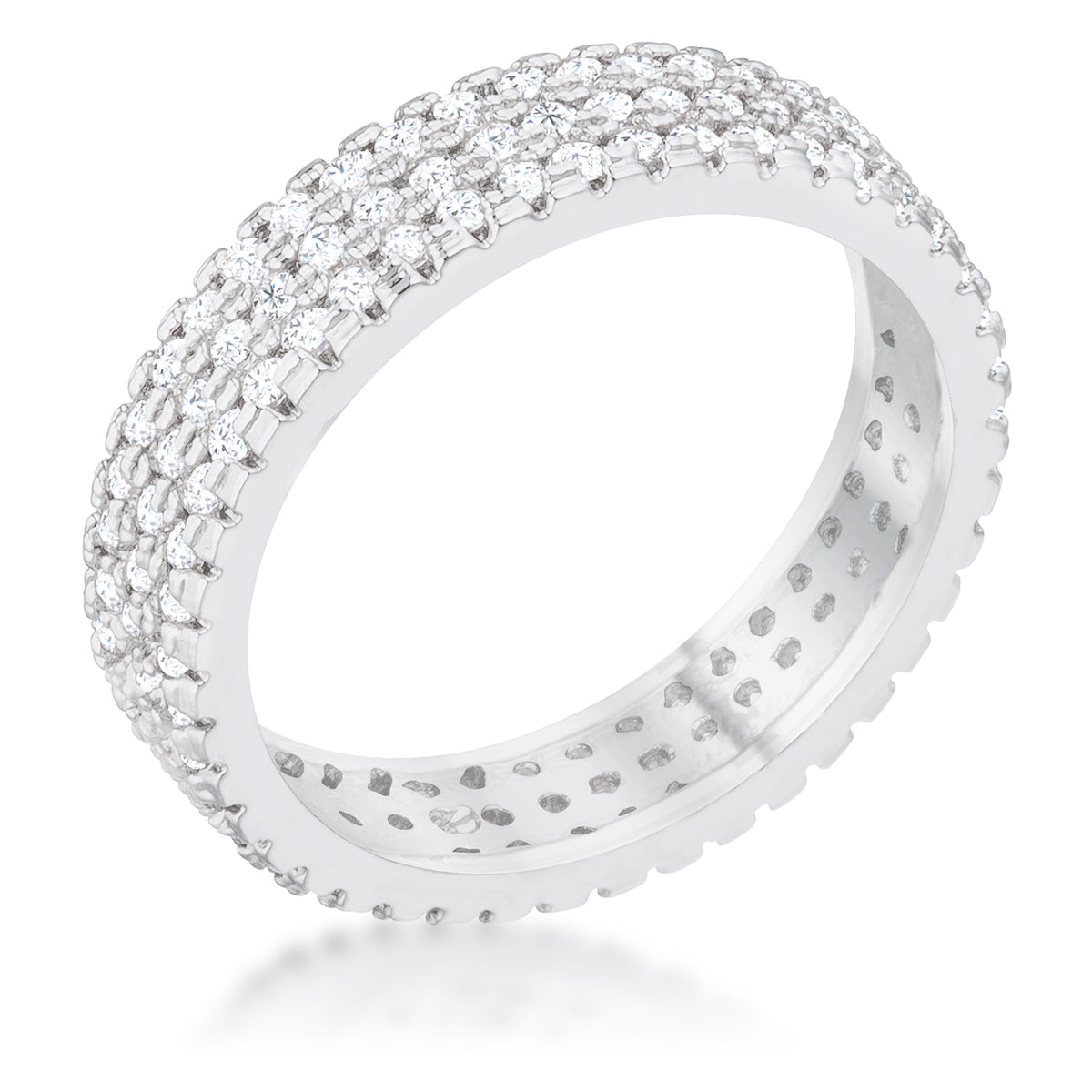 Lustre Detail Studio Line Chare 1.3ct CZ Rhodium Classic Band Ring - Friggin Jewelry Fashion