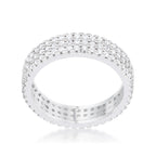 Lustre Detail Studio Line Chare 1.3ct CZ Rhodium Classic Band Ring - Friggin Jewelry Fashion