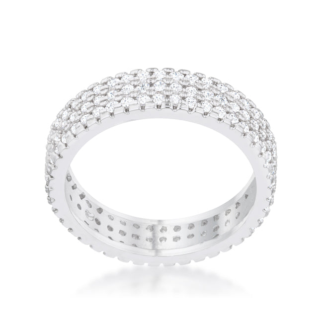 Lustre Detail Studio Line Chare 1.3ct CZ Rhodium Classic Band Ring - Friggin Jewelry Fashion
