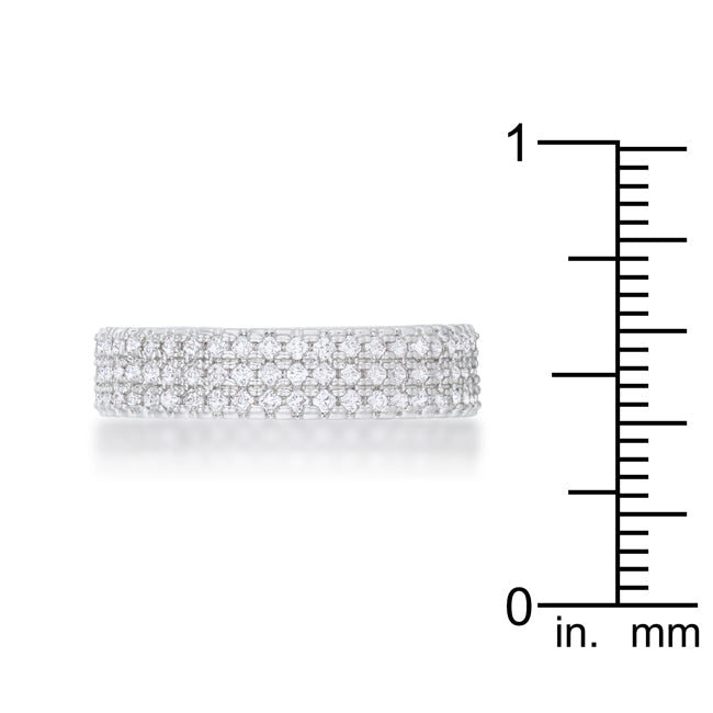 Lustre Detail Studio Line Chare 1.3ct CZ Rhodium Classic Band Ring - Friggin Jewelry Fashion