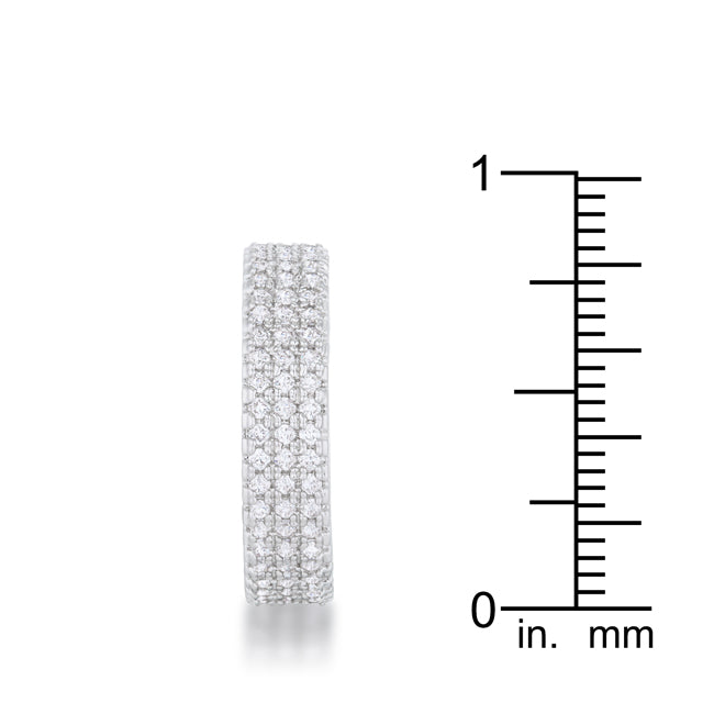 Lustre Detail Studio Line Chare 1.3ct CZ Rhodium Classic Band Ring - Friggin Jewelry Fashion