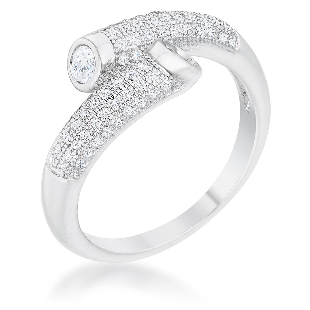 Iconic Whisper Everyday Line Perry 0.62ct CZ Rhodium Contemporary Wrap Ring - Friggin Jewelry Fashion