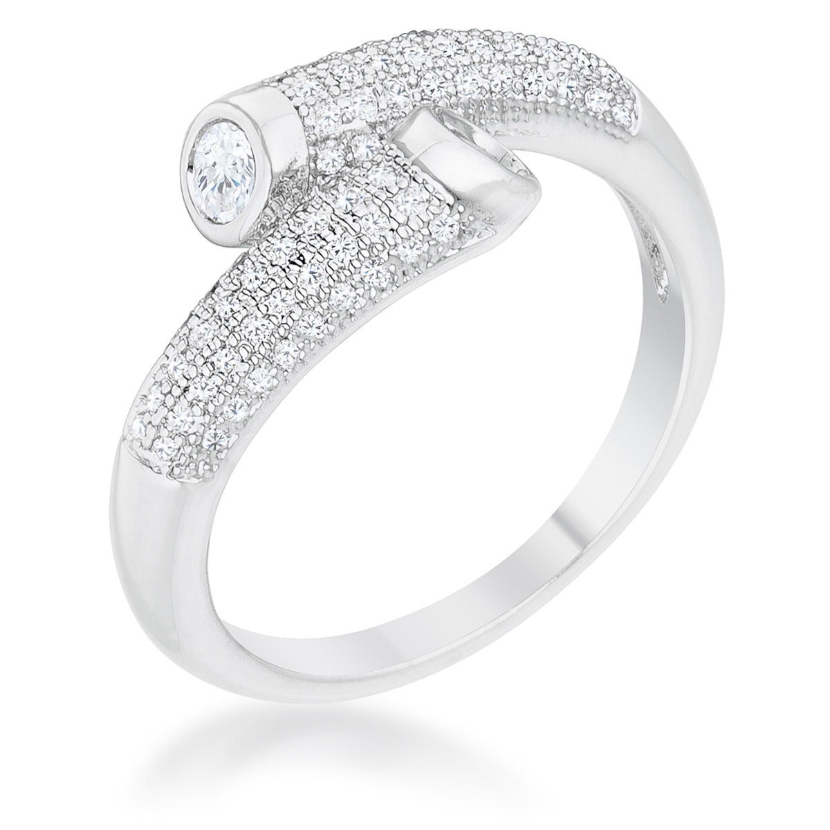 Iconic Whisper Everyday Line Perry 0.62ct CZ Rhodium Contemporary Wrap Ring - Friggin Jewelry Fashion