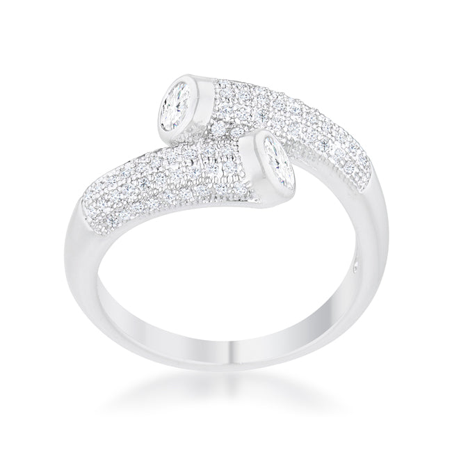 Iconic Whisper Everyday Line Perry 0.62ct CZ Rhodium Contemporary Wrap Ring - Friggin Jewelry Fashion