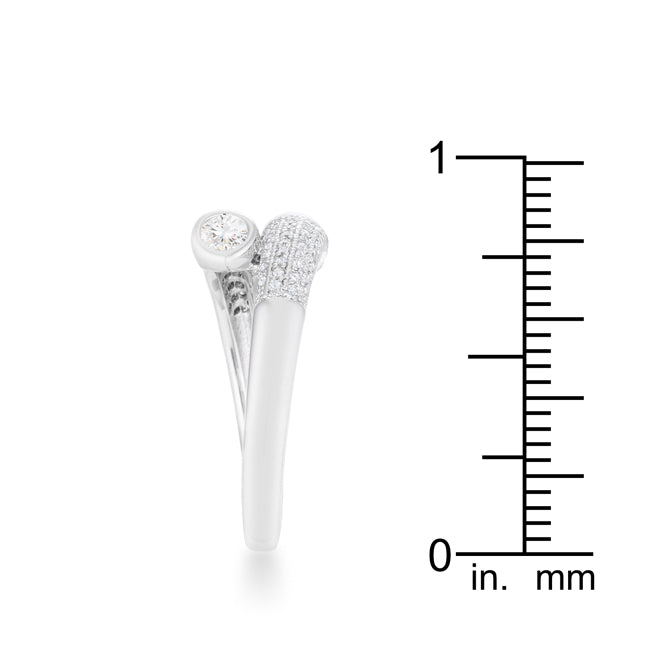 Iconic Whisper Everyday Line Perry 0.62ct CZ Rhodium Contemporary Wrap Ring - Friggin Jewelry Fashion