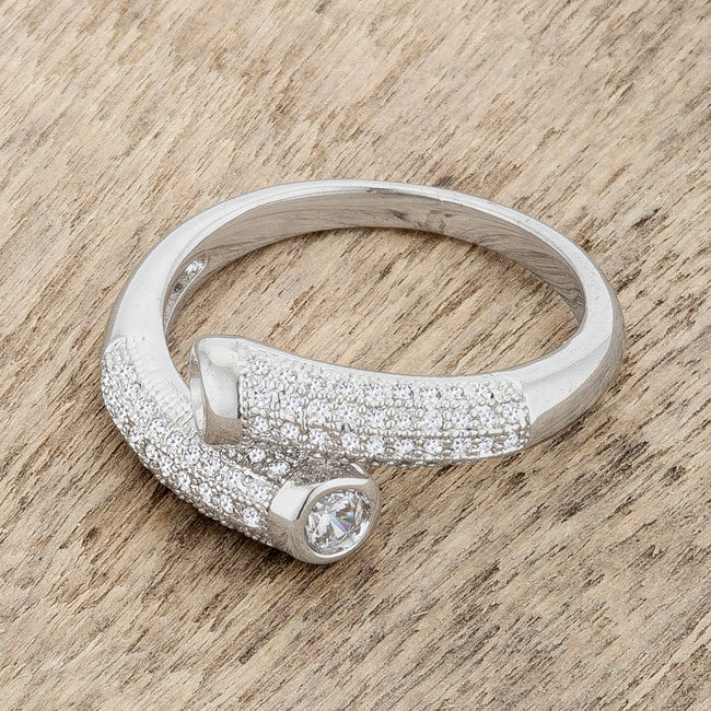 Iconic Whisper Everyday Line Perry 0.62ct CZ Rhodium Contemporary Wrap Ring - Friggin Jewelry Fashion