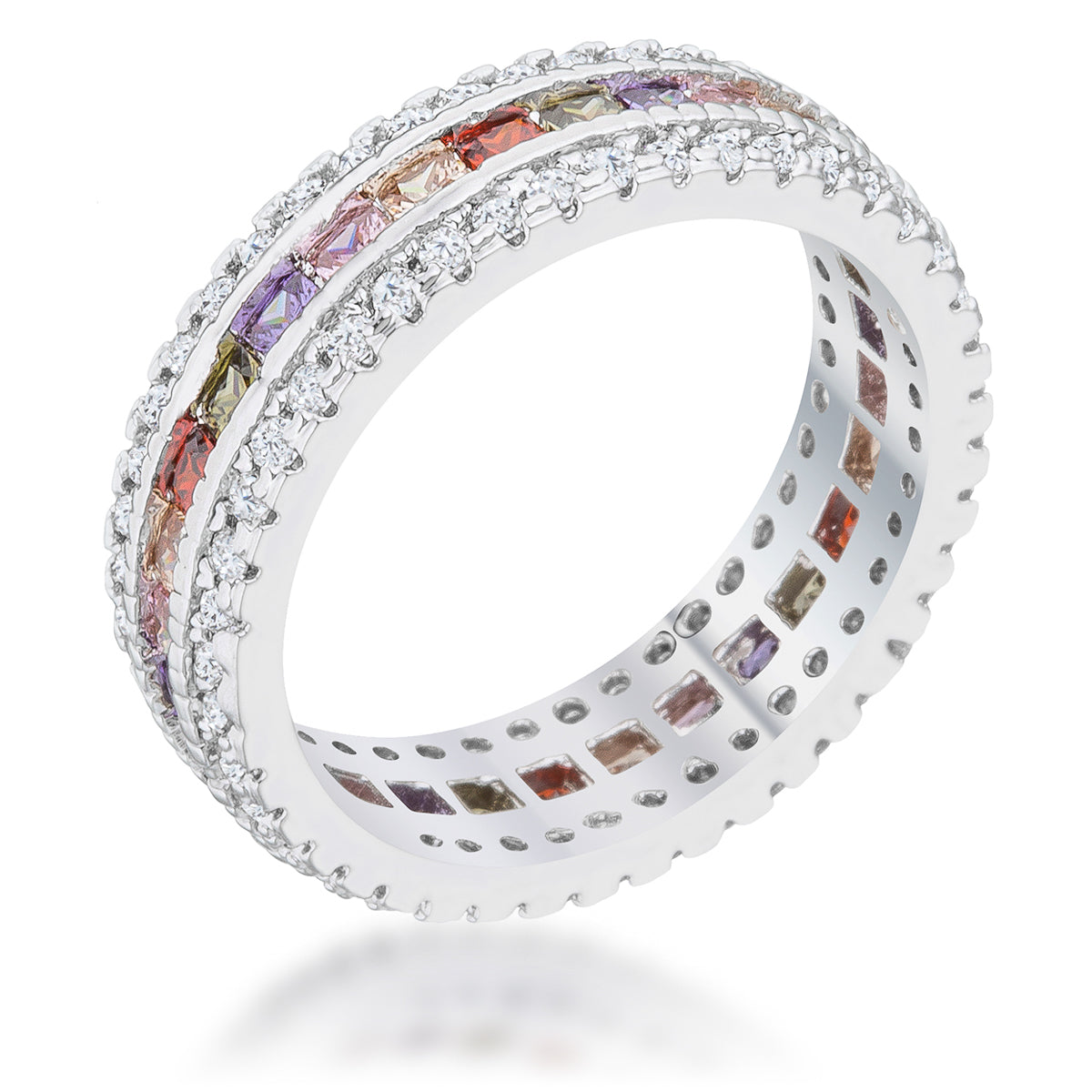 Polished Legacy Icon Series Paula 1.75ct Multicolor CZ Classic Band Ring - Friggin Jewelry Fashion