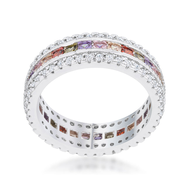 Polished Legacy Icon Series Paula 1.75ct Multicolor CZ Classic Band Ring - Friggin Jewelry Fashion