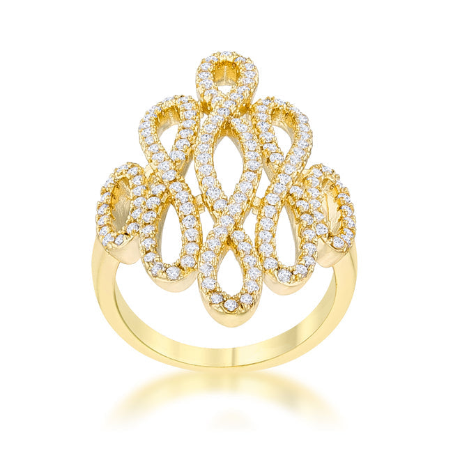 Cheeky Rebel Bold Edit Natasha 0.94ct CZ 14k Gold Contemporary Cocktail Ring - Friggin Jewelry Fashion