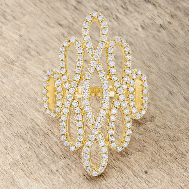 Cheeky Rebel Bold Edit Natasha 0.94ct CZ 14k Gold Contemporary Cocktail Ring - Friggin Jewelry Fashion