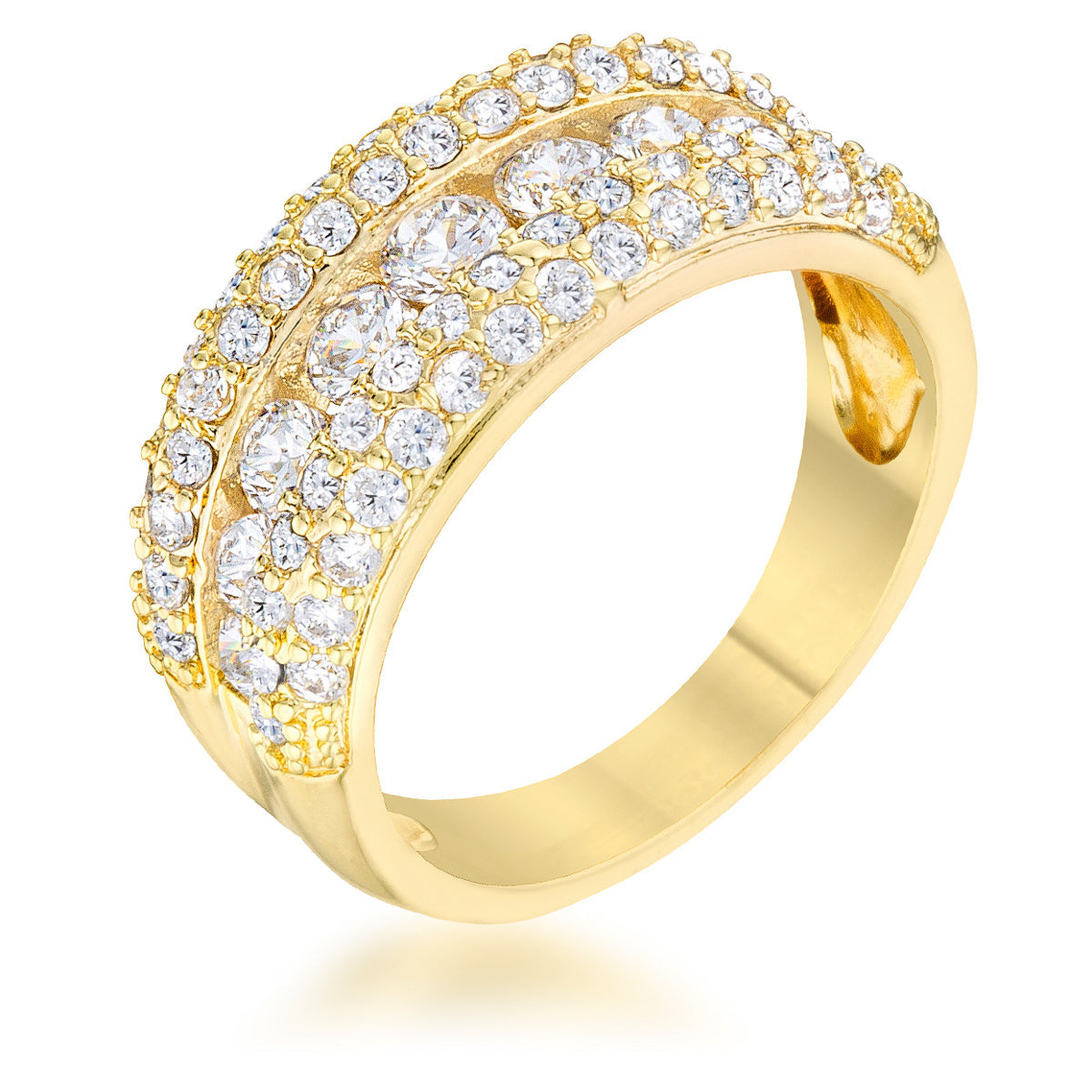 Rebel Edge Signature Form Luna 1.1ct CZ 14k Gold Classic Band Ring - Friggin Jewelry Fashion