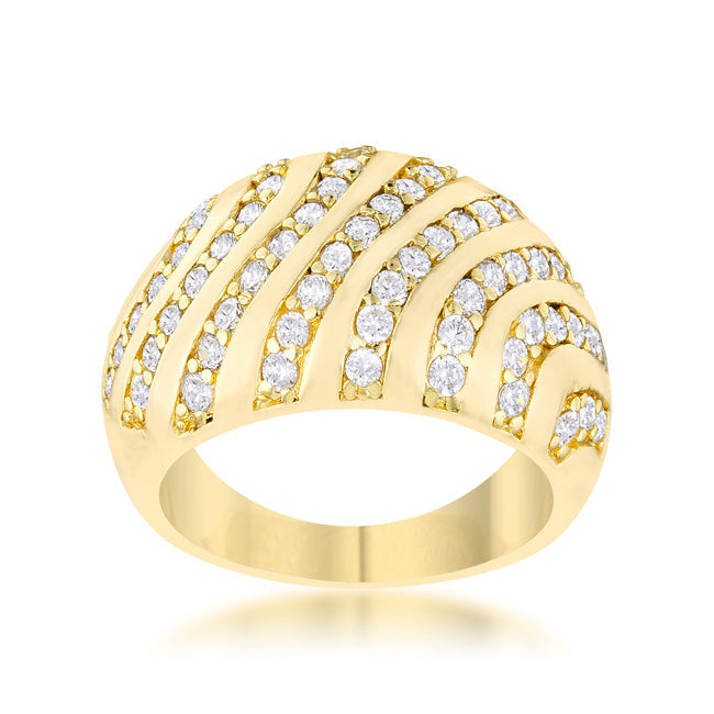 Confident Whisper Signature Edit Shayla 0.95ct CZ 14k Gold Contemporary Dome Ring - Friggin Jewelry Fashion