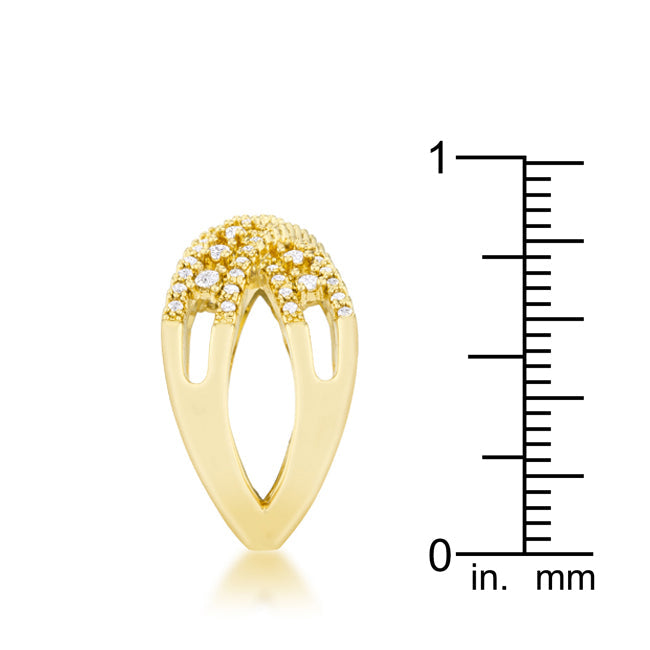 Everyday Bold Whisper Line Sandy 0.37ct CZ 14k Gold Classic Criss Cross Ring - Friggin Jewelry Fashion