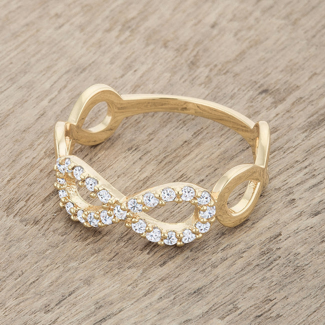Everyday Edge Bold Icon Mina 0.35ct CZ 18k Plated Gold Infinity Ring - Friggin Jewelry Fashion
