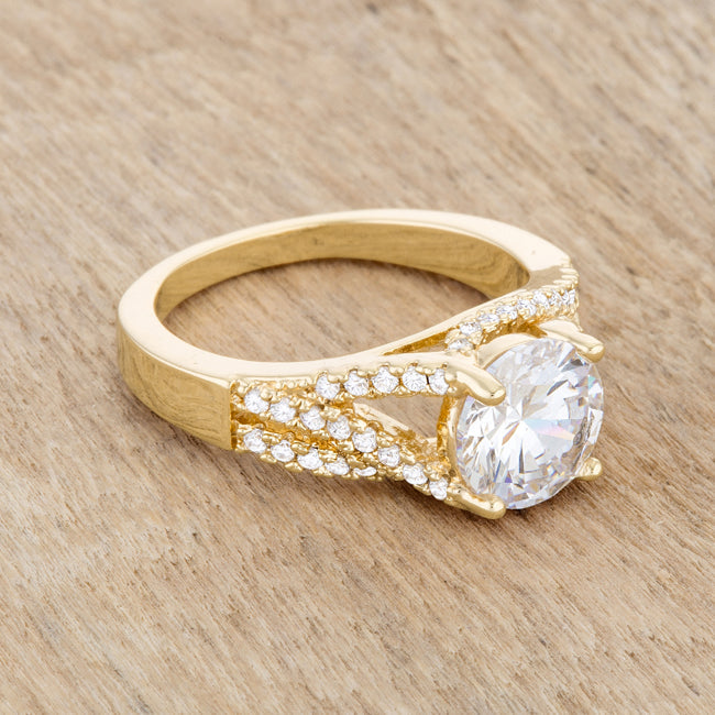Covetable Icon Classic Line Irine 2.3ct CZ 14k Gold Classic Ring - Friggin Jewelry Fashion
