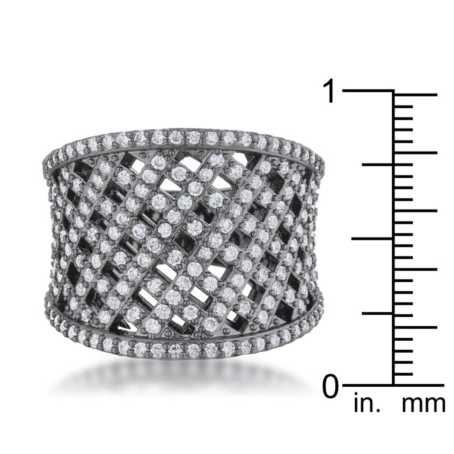 Couture Whisper Signature Line Brin 1.4ct CZ Hematite Wide Woven Style Ring - Friggin Jewelry Fashion