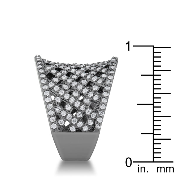Couture Whisper Signature Line Brin 1.4ct CZ Hematite Wide Woven Style Ring - Friggin Jewelry Fashion