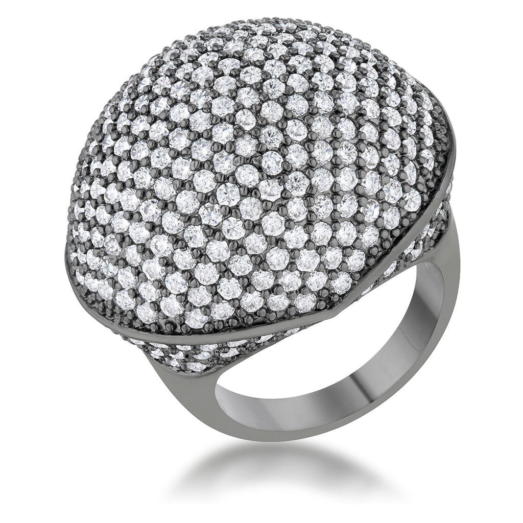 Refined Whisper Signature Edit Dara 4.75ct CZ Hematite Dome Cocktail Ring - Friggin Jewelry Fashion